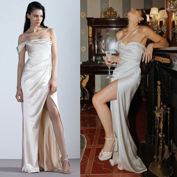 Galia Lahav Dresses & Skirts - NEW! Galia Lahav- Elise Ivory Satin Asymmetric Strap Reception Size US 0 Bridal